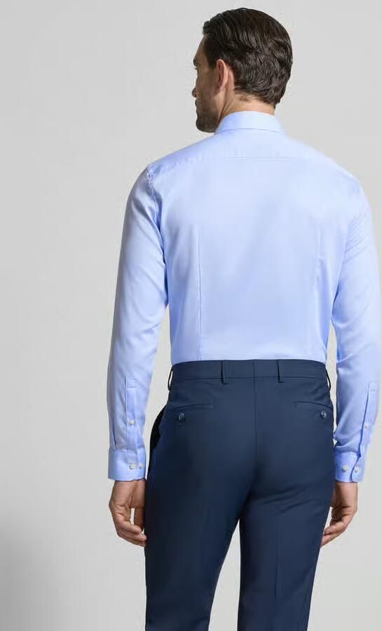 Jake*s slim fit zakelijk hemd met structuurpatroon en kentkraag - Foto 3