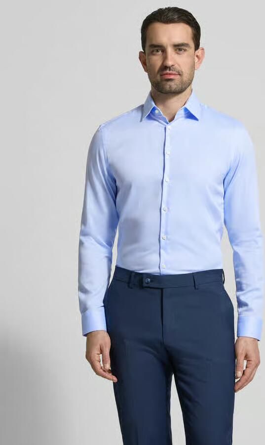 Jake*s slim fit zakelijk hemd met structuurpatroon en kentkraag - Foto 4
