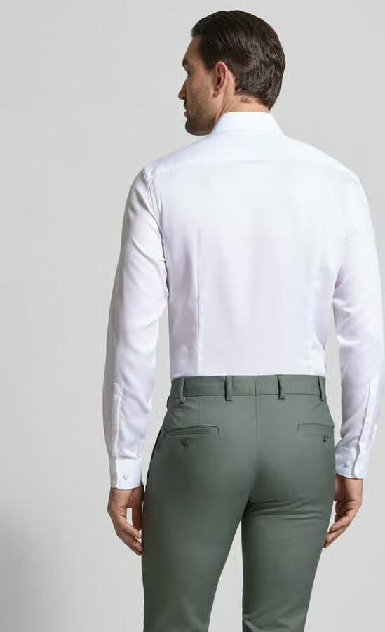 Jake*s slim fit zakelijk hemd met structuurpatroon en kentkraag