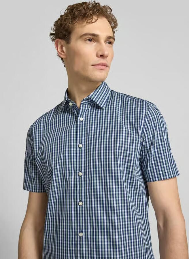 Jake*s slim fit zakelijk hemd van katoen met kentkraag