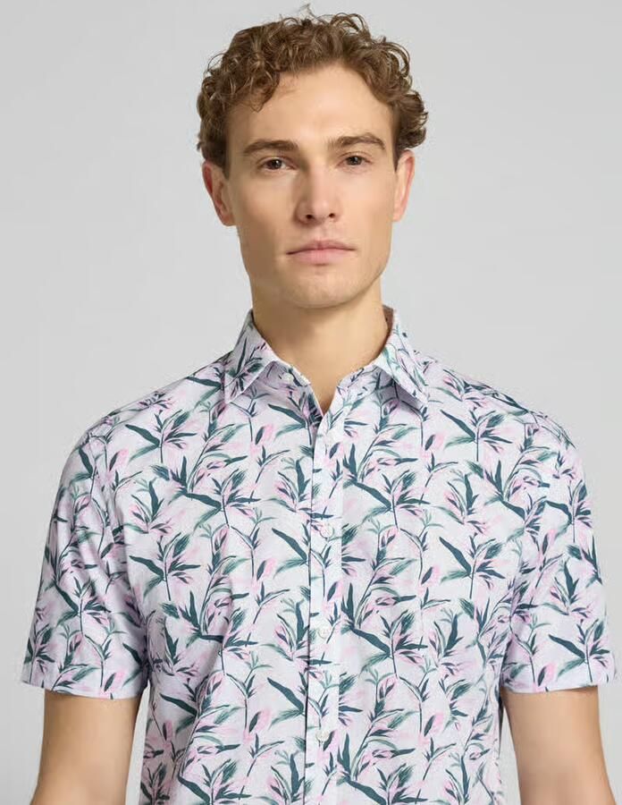 Jake*s slim fit zakelijk hemd van katoen met kentkraag