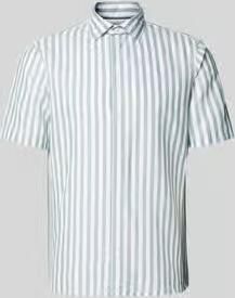 Jake*s Slim fit zakelijk Hemd van linnenmix met Kentkraag