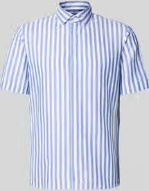 Jake*s Slim fit zakelijk Hemd van linnenmix met Kentkraag