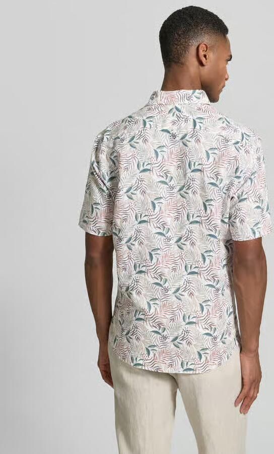 Jake*s Slim fit zakelijk Hemd van linnenmix met Kentkraag