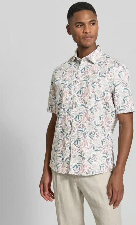 Jake*s Slim fit zakelijk Hemd van linnenmix met Kentkraag - Foto 4