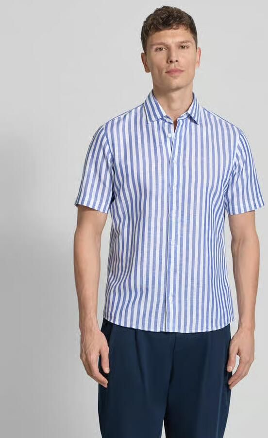 Jake*s Slim fit zakelijk Hemd van linnenmix met Kentkraag - Foto 3