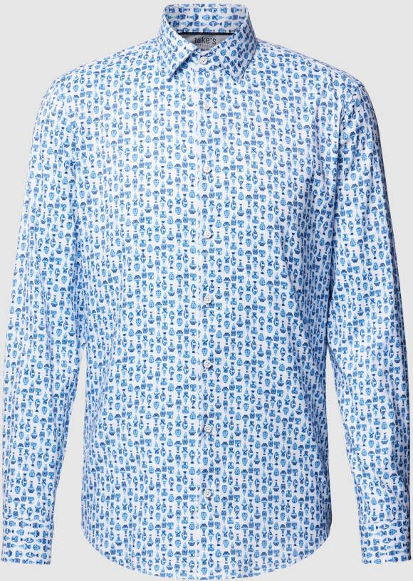 Jake*s Slim fit zakelijk overhemd met all-over print