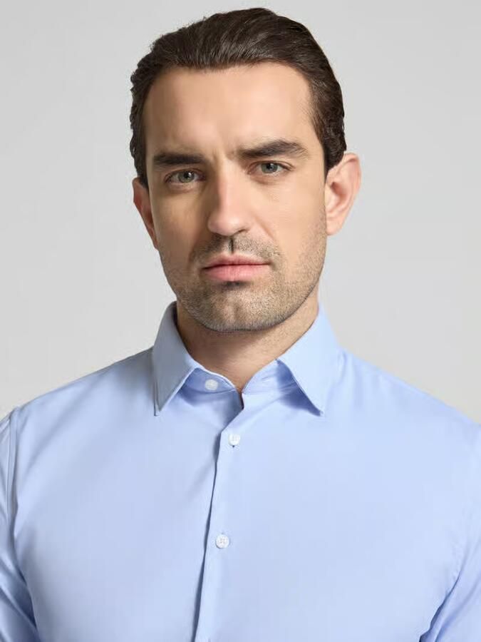 Jake*s Slim fit zakelijk overhemd met kentkraag en extra lange mouwen