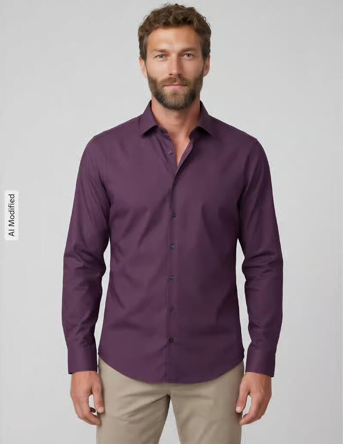 Jake*s slim fit zakelijk overhemd met kentkraag - Foto 2