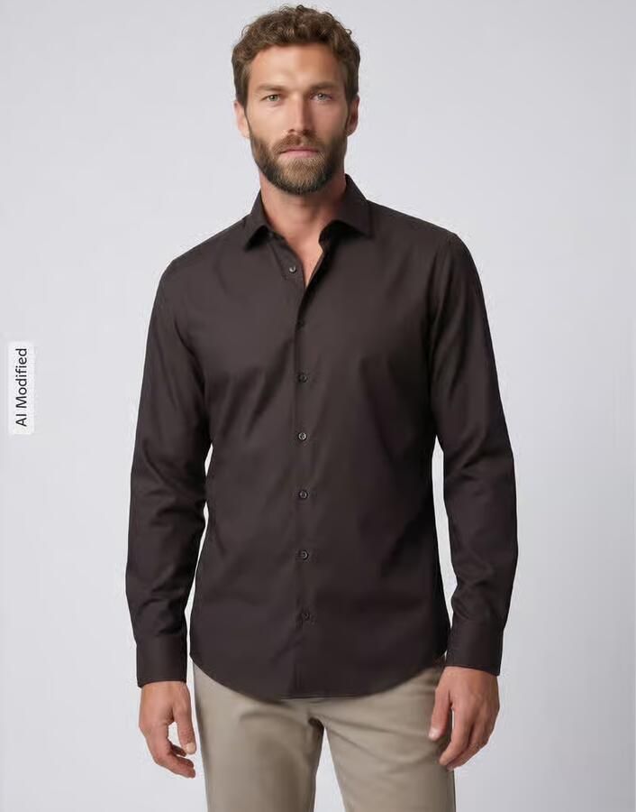 Jake*s slim fit zakelijk overhemd met kentkraag - Foto 2