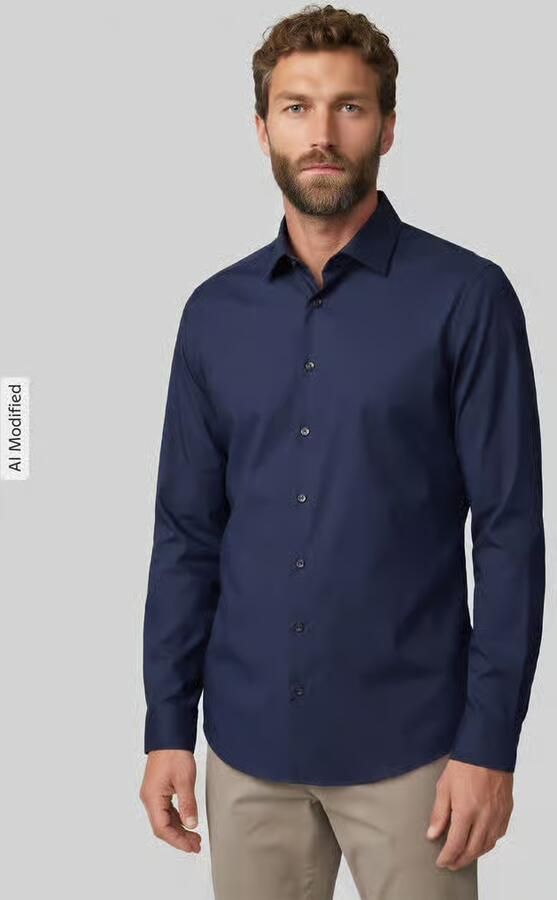 Jake*s slim fit zakelijk overhemd met kentkraag - Foto 3