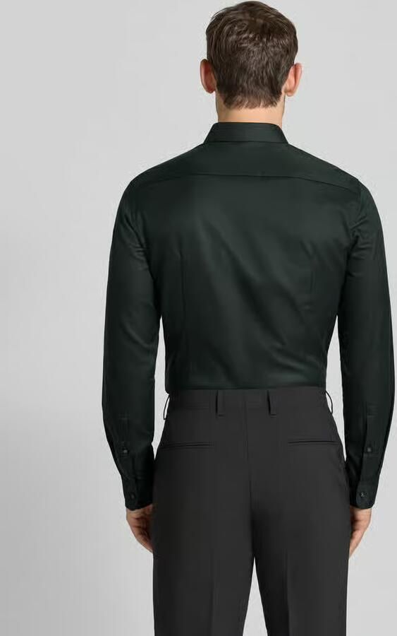 Jake*s Slim fit zakelijk overhemd van katoen met haaikraag