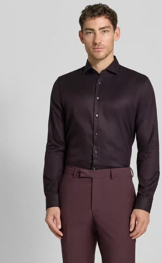 Jake*s Slim fit zakelijk overhemd van katoen met haaikraag - Foto 2