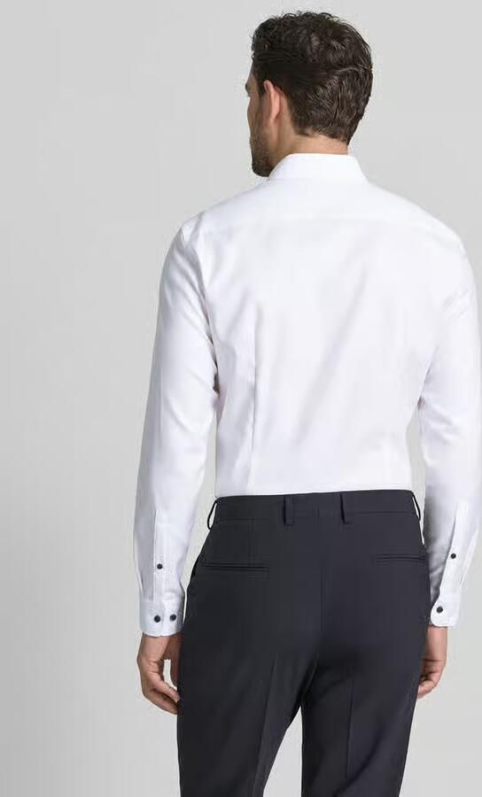 Jake*s Slim fit zakelijk overhemd van katoen met kentkraag