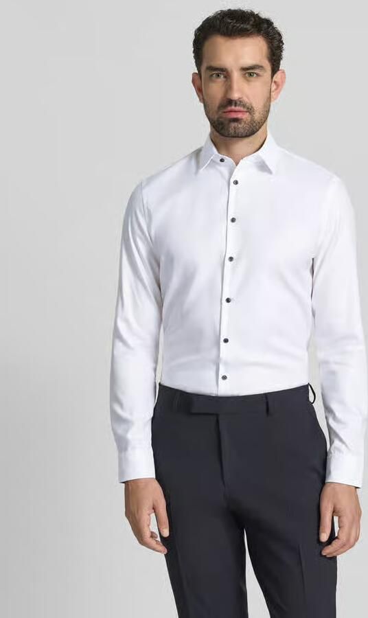 Jake*s Slim fit zakelijk overhemd van katoen met kentkraag - Foto 2