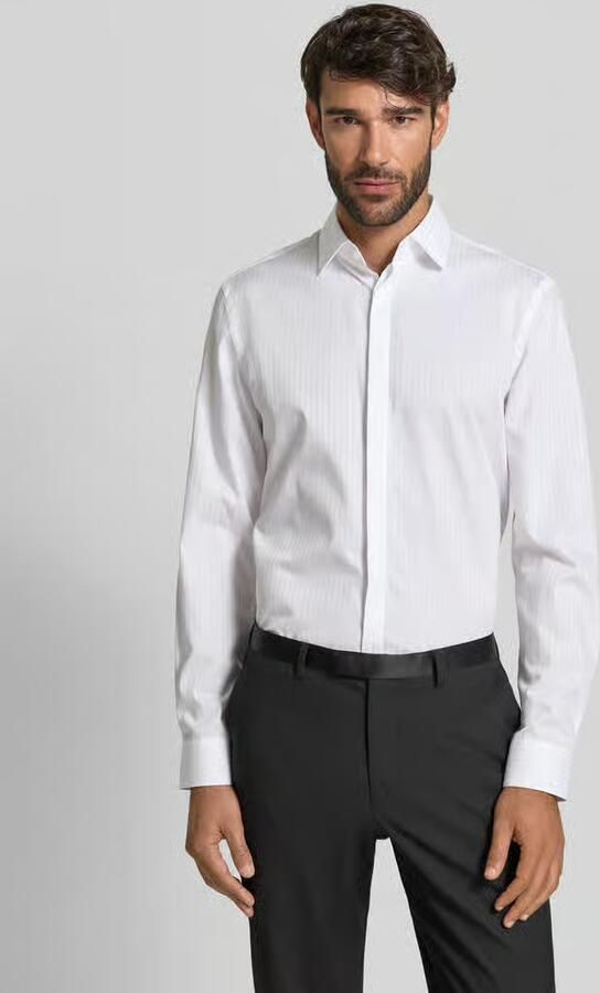 Jake*s Slim fit zakelijk overhemd van katoen met kentkraag - Foto 2
