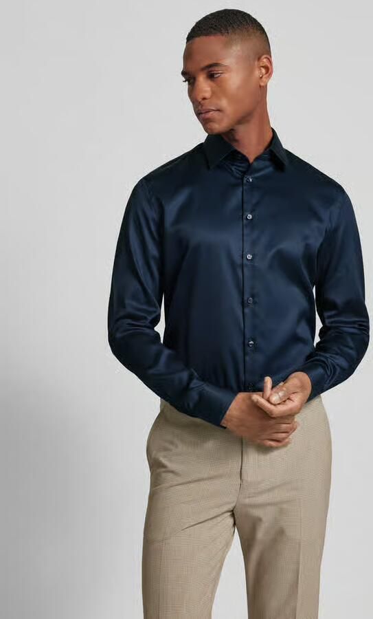 Jake*s Slim fit zakelijk overhemd van satijn - Foto 2