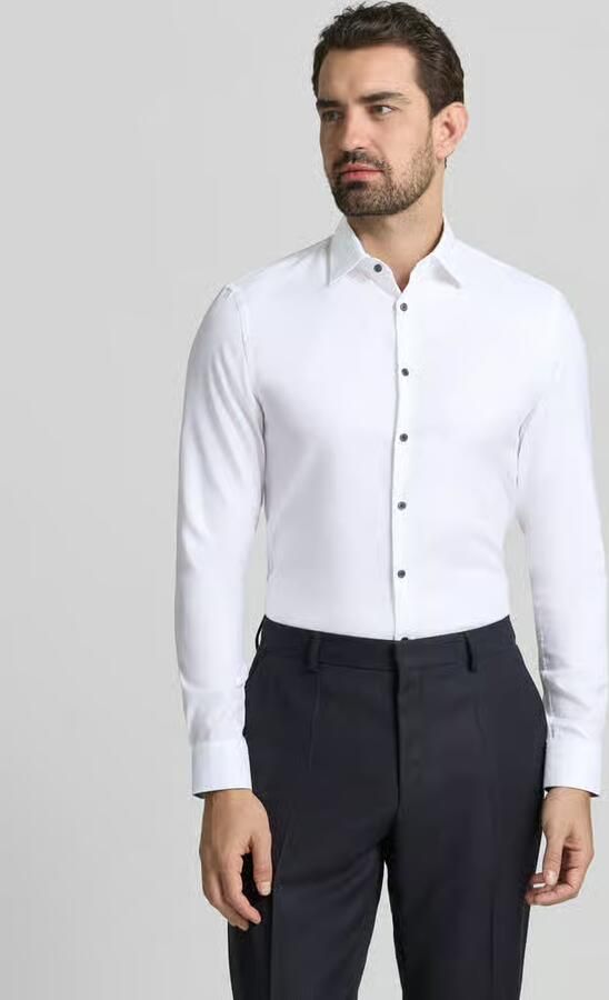 Jake*s Super slim fit zakelijk overhemd van katoen met kentkraag - Foto 2