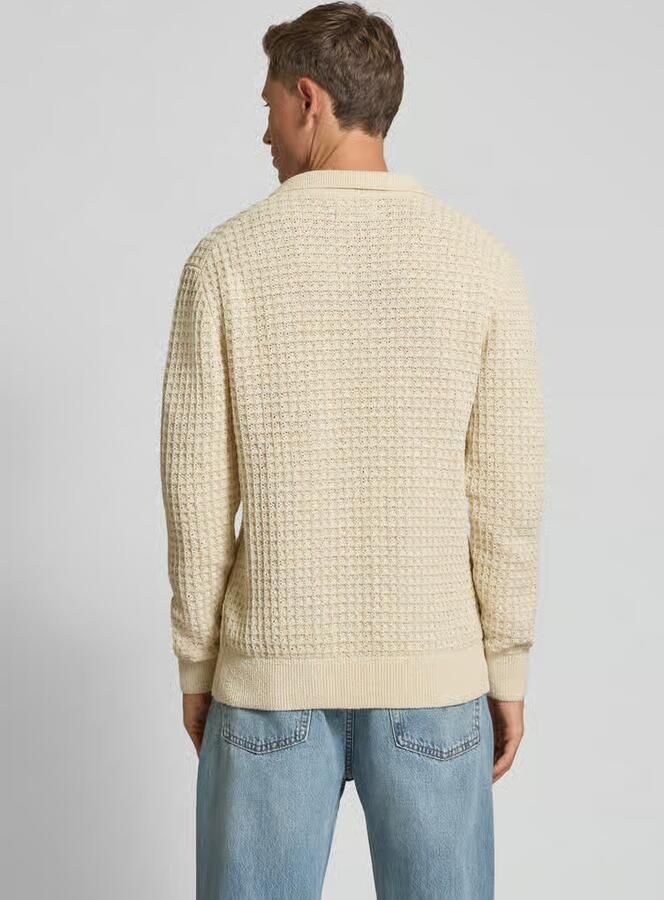 Jake*s Studio Men Gebreid jack met structuurmotief en polokraag