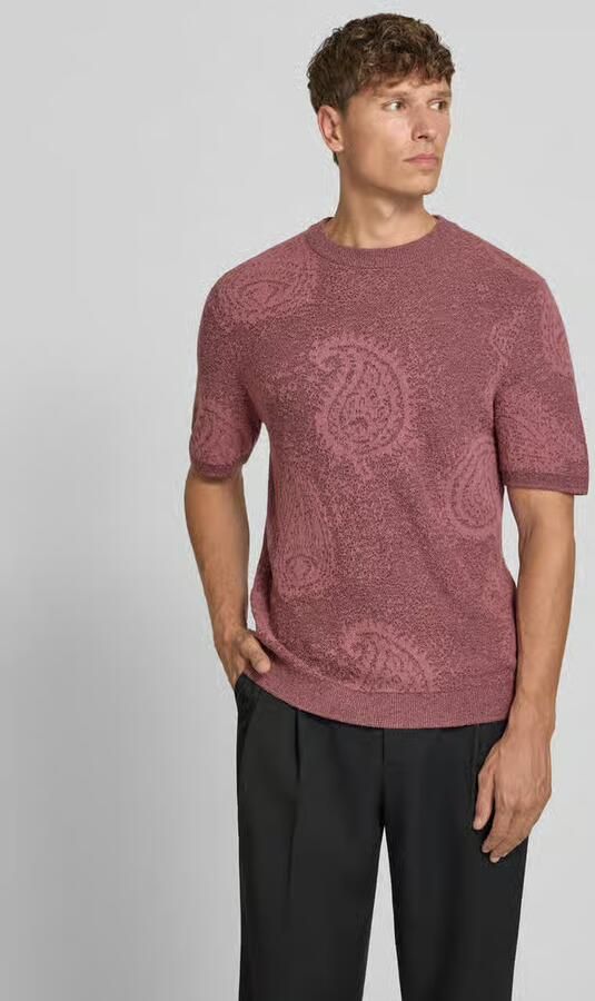 Jake*s Studio Men Gebreid shirt in all-over look met ronde hals - Foto 2