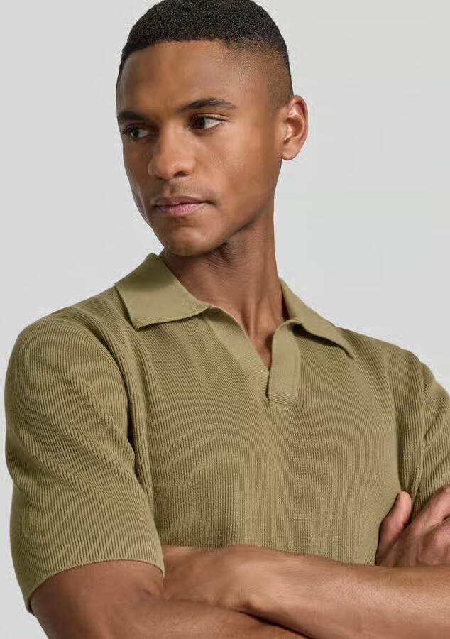 Jake*s Studio Men Gebreid shirt met Polokraag en V-hals - Foto 3