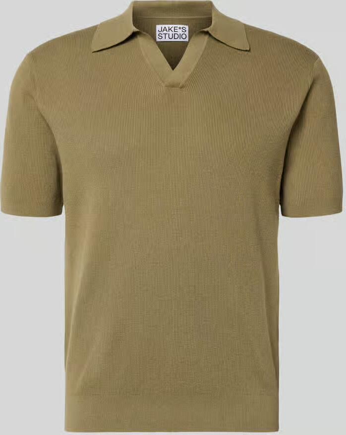 Jake*s Studio Men Gebreid shirt met Polokraag en V-hals - Foto 2