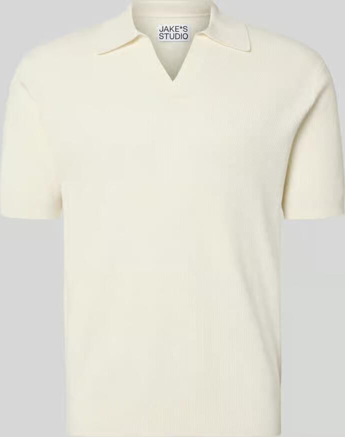 Jake*s Studio Men Gebreid shirt met Polokraag en V-hals