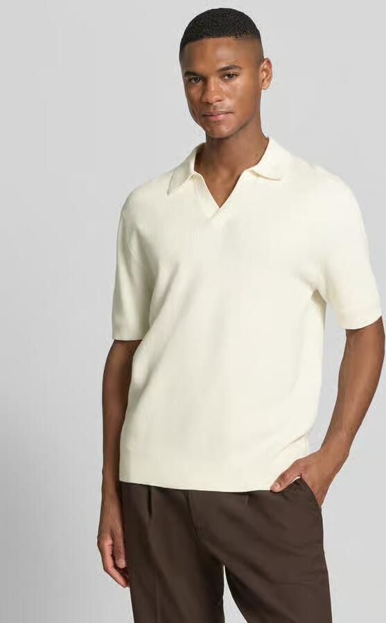 Jake*s Studio Men Gebreid shirt met Polokraag en V-hals - Foto 2