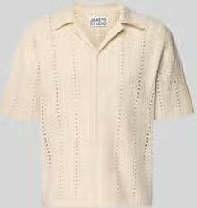 Jake*s Studio Men Gebreid shirt met reverskraag en knoopsluiting