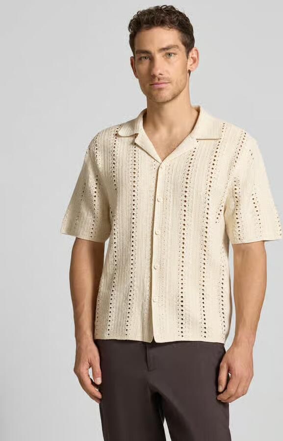 Jake*s Studio Men Gebreid shirt met reverskraag en knoopsluiting - Foto 3