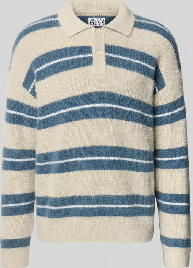 Jake*s Studio Men Gebreide pullover met polokraag en knoopsluiting