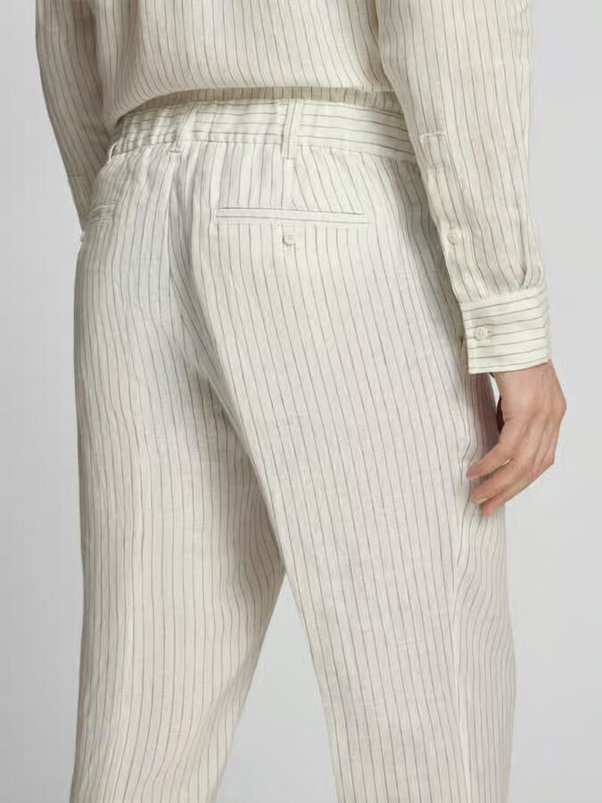 Jake*s Studio Men Linnen broek met vouwplooi en steekzakken