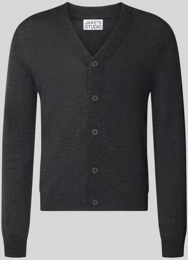 Jake*s Studio Men Regular fit gebreid jack van pure wol - Foto 2