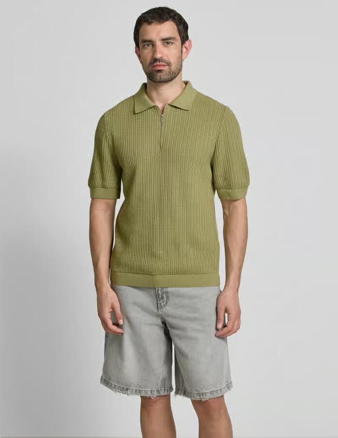 JAKE*S STUDIO MEN Regular fit poloshirt met kabelpatroon - Foto 2