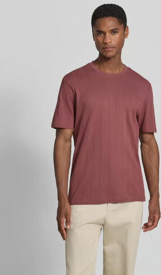 Jake*s Studio Men regular fit T-shirt met all-over gaatjesmotief stitching - Foto 3