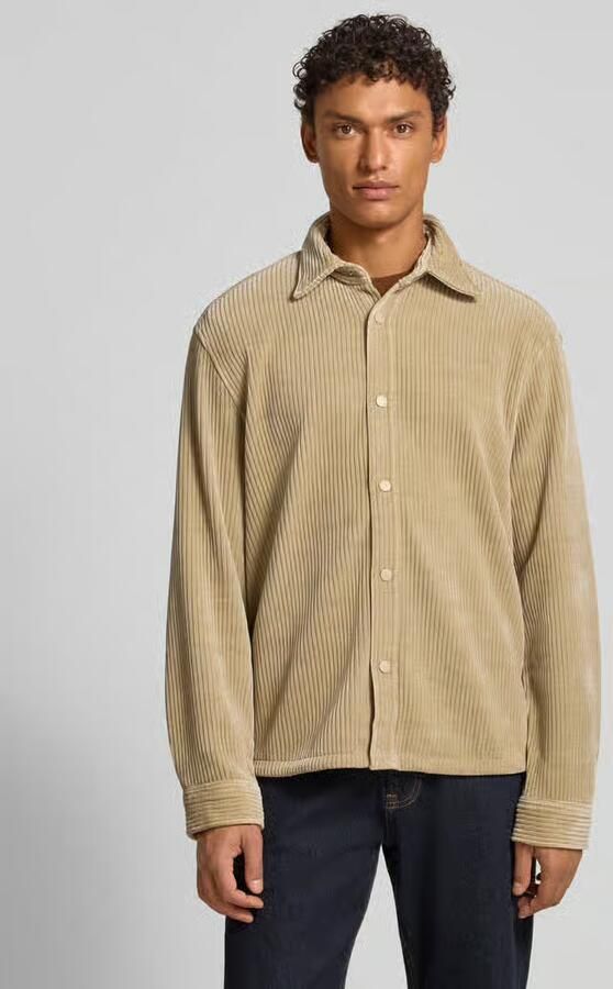 Jake*s Studio Men regular fit vrijetijdshem in cordlook - Foto 2