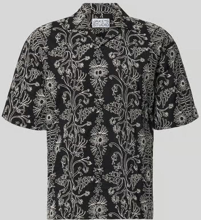 Jake*s Studio Men regular fit vrijetijdsoverhemd met all-over bloemenmotief all-over stitching