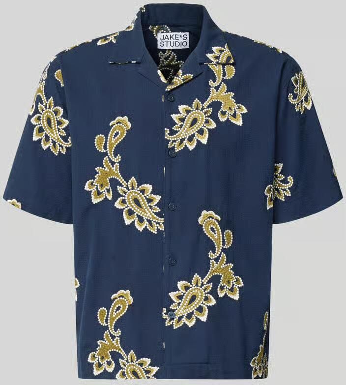 Jake*s Studio Men regular fit vrijetijdsoverhemd met stitchings en reverskraag