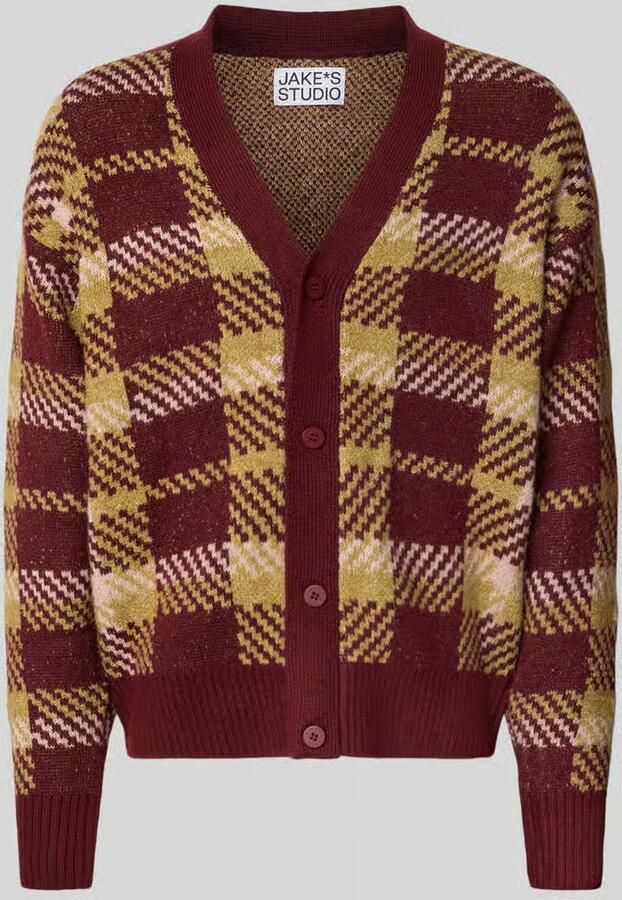 Jake*s Studio Men relaxed fit gebreid jack met all-over motief model 'MARIAN'