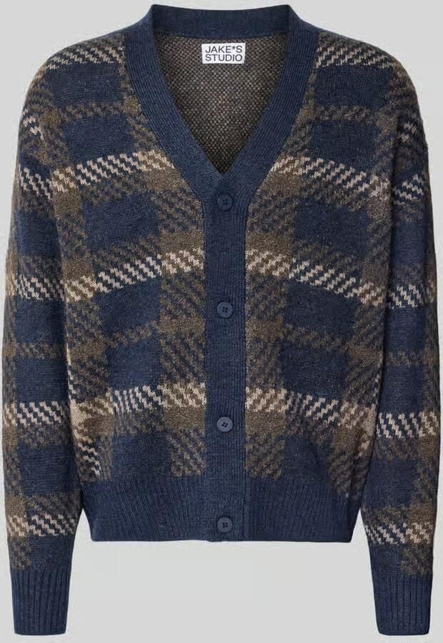 Jake*s Studio Men relaxed fit gebreid jack met all-over motief model 'MARIAN'
