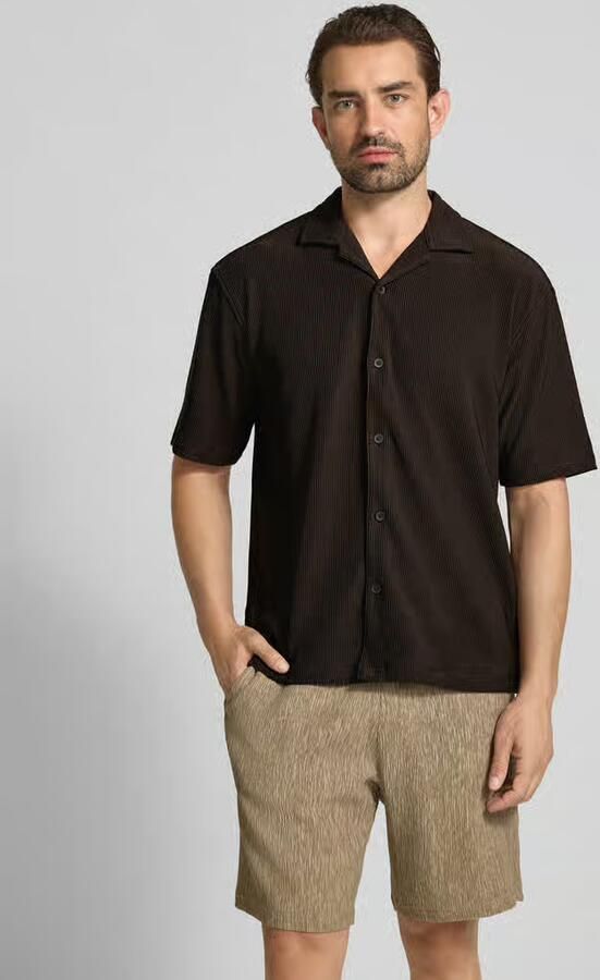 Jake*s Studio Men Relaxed fit overhemd met korte mouwen in riblook - Foto 2