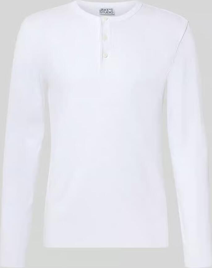 Jake*s Studio Men T-shirt in ribbel-look met ronde halslijn