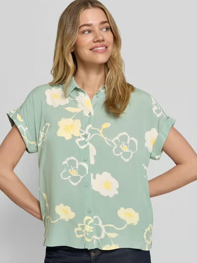 Jake*s Studio Woman Blouse van viscose met gefixeerde mouwomslag