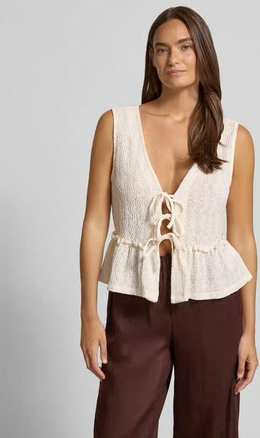 Jake*s Studio Woman Blousetop met vetersluiting en peplum - Foto 3