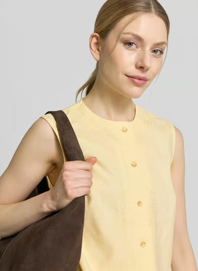 Jake*s Studio Woman Blousetop van mix van linnen en viscose met stitchings