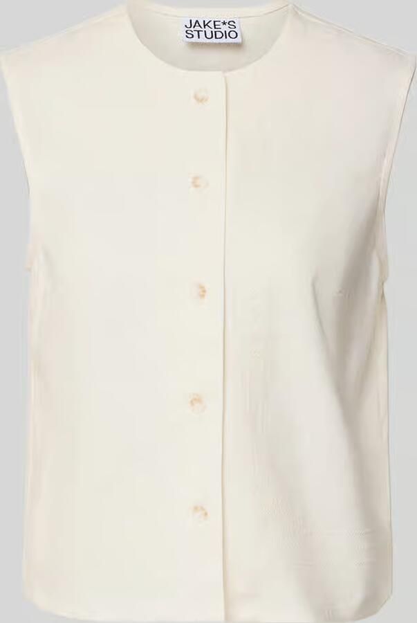 Jake*s Studio Woman Blousetop van mix van linnen en viscose met stitchings - Foto 2