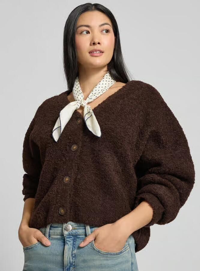JAKE*S STUDIO WOMAN Gebreid jack in bouclélook met V-hals