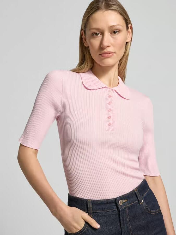 Jake*s Studio Woman Gebreid shirt met 1 2-mouw en polokraag