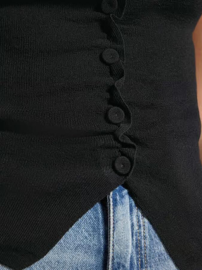 Jake*s Studio Woman Gebreid shirt met knoopsluiting en plooien