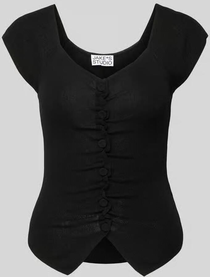 Jake*s Studio Woman Gebreid shirt met knoopsluiting en plooien - Foto 2